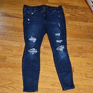 Torrid Dark Blue Distressed Skinny Jeans